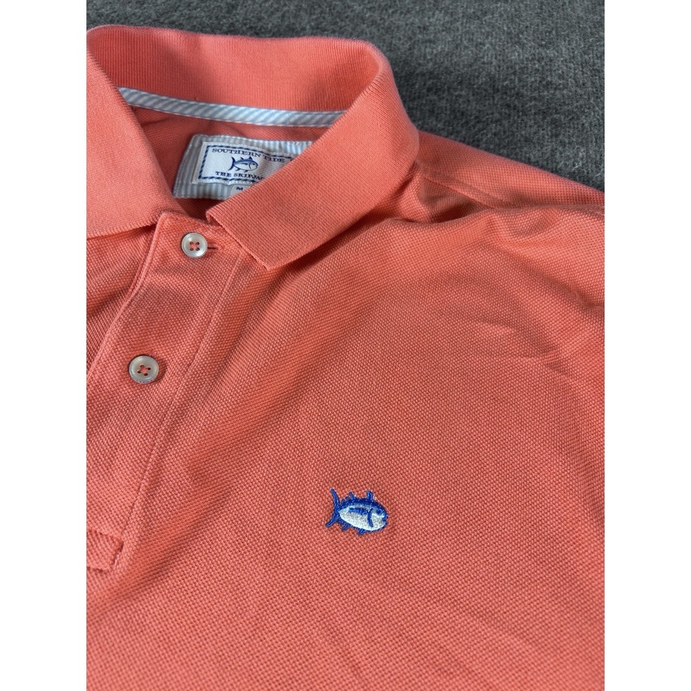 Southern Tide Mens Skipjack Polo Shirt Orange Salmon Short Sleeve Cotton Med